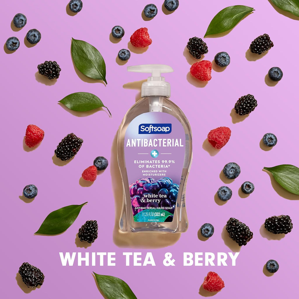 Antibacterial Liquid Hand Soap, White Tea & Berry Scent Hand Soap, 11.25 Ounce, 6 Pack