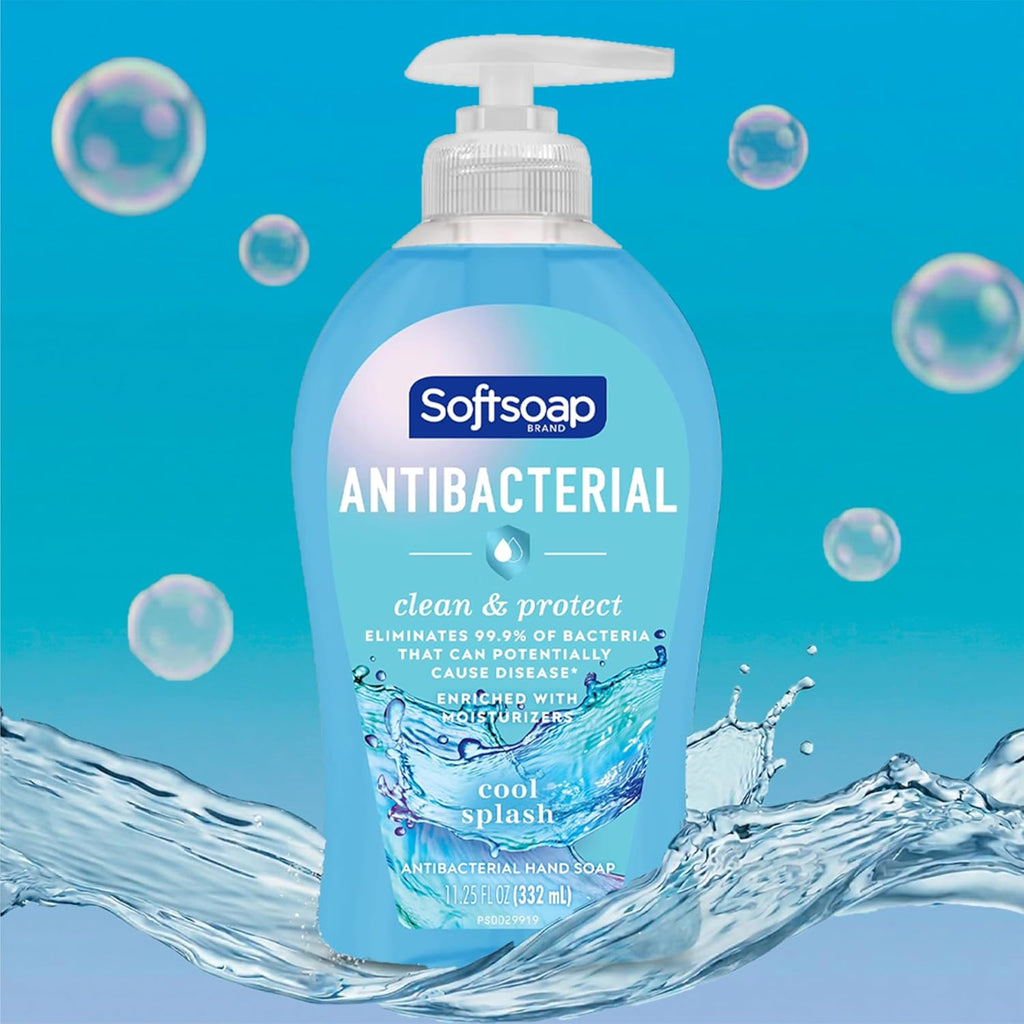 Antibacterial Hand Soap, Eliminates 99% of Bacteria, Bathroom or Kitchen Hand Soap, Cool Splash Scent, 11.25 Fl Oz (6 Pack)