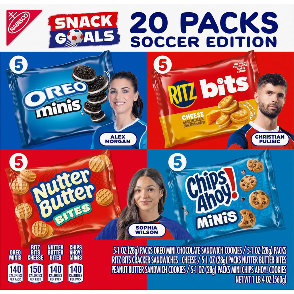 Snacks Variety Pack, OREO Minis, Nutter Butter Bites, CHIPS AHOY! Minis Cookies, and RITZ Bits Cheese Sandwich Crackers, 20 Snack Packs
