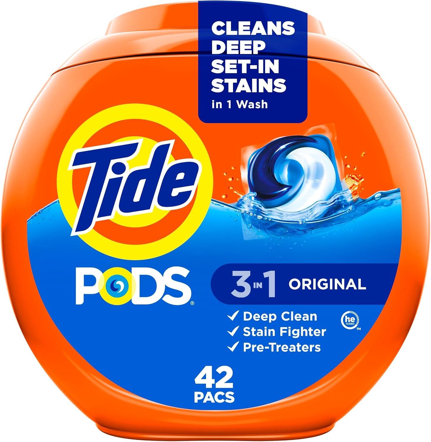 Tide PODS Laundry Detergent Pacs, 3-In-1 Stain Remover, Odor Fighter, Color Protector, 76 Count, HE Compatible, Original Scent