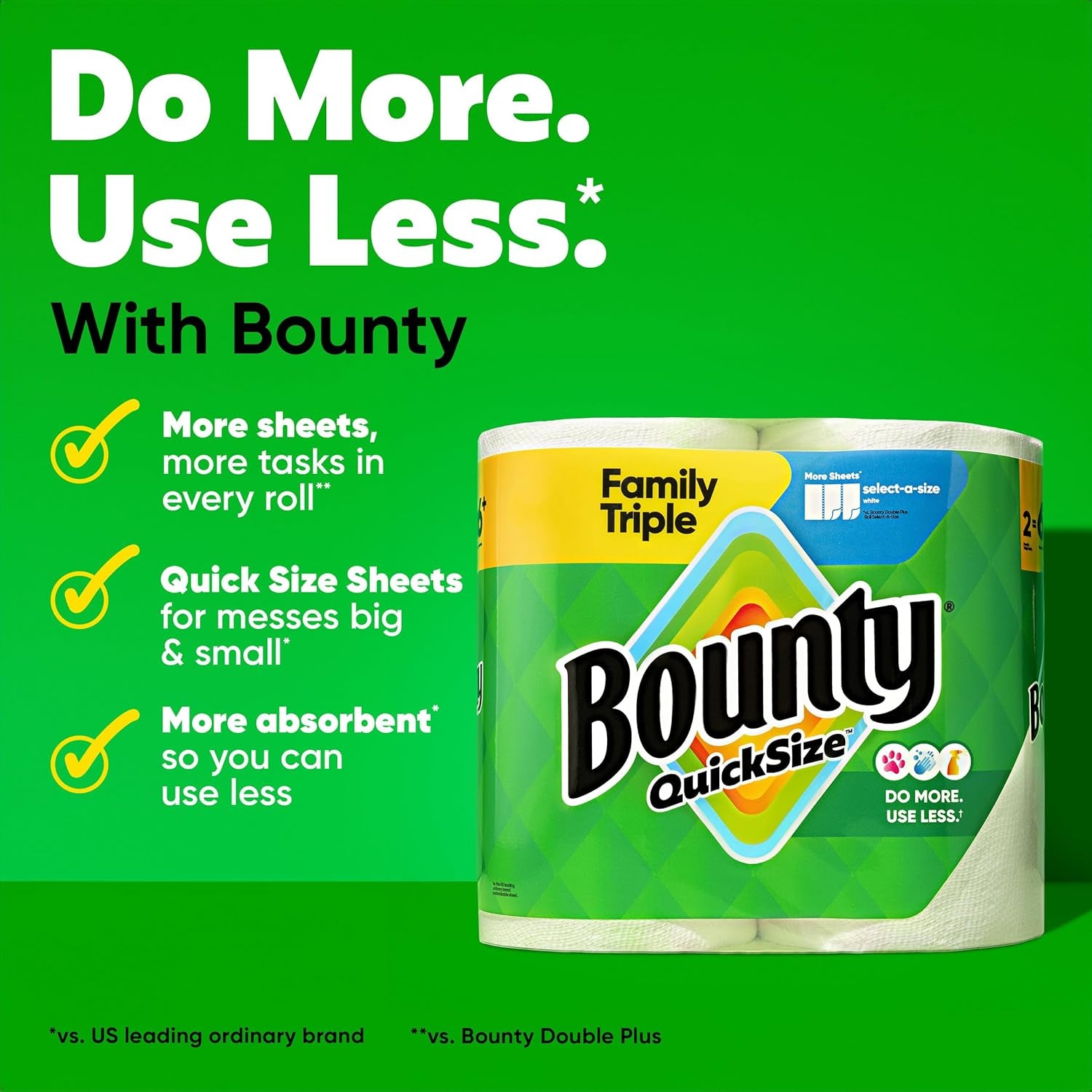 Quick-Size Paper Towels, White, 8 Family Triple Rolls = 27 Regular Rolls