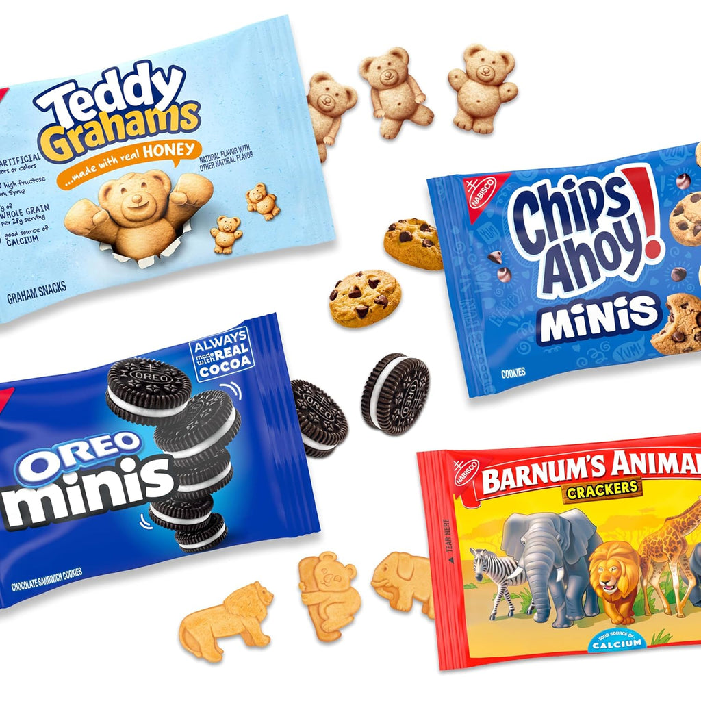 Team Favorites Snacks Variety Pack, BARNUM'S Animal Crackers, TEDDY GRAHAMS, ​CHIPS AHOY! Minis, and OREO Minis Cookies, 30 Snack Packs