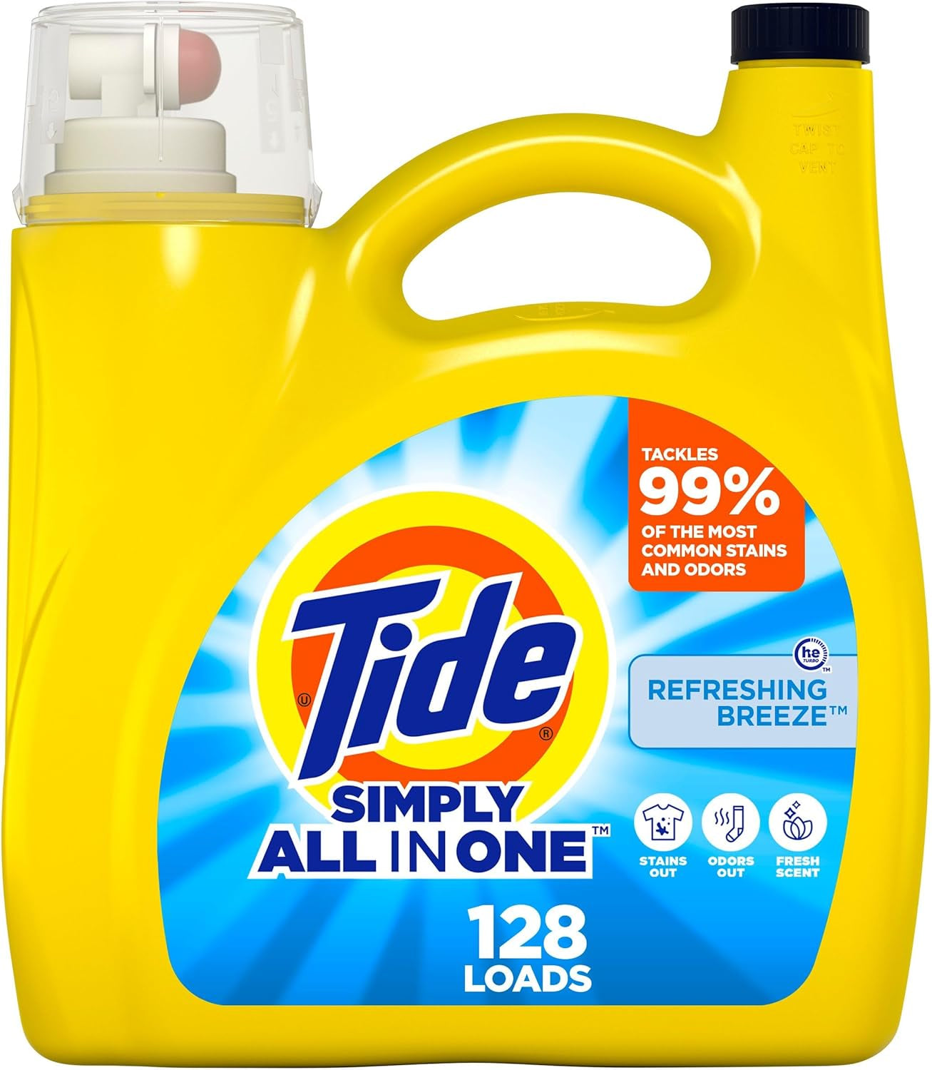 Tide Simply All-In-One Liquid Laundry Detergent, Berry Blossom Scent, 89 Loads, 117 Fl Oz