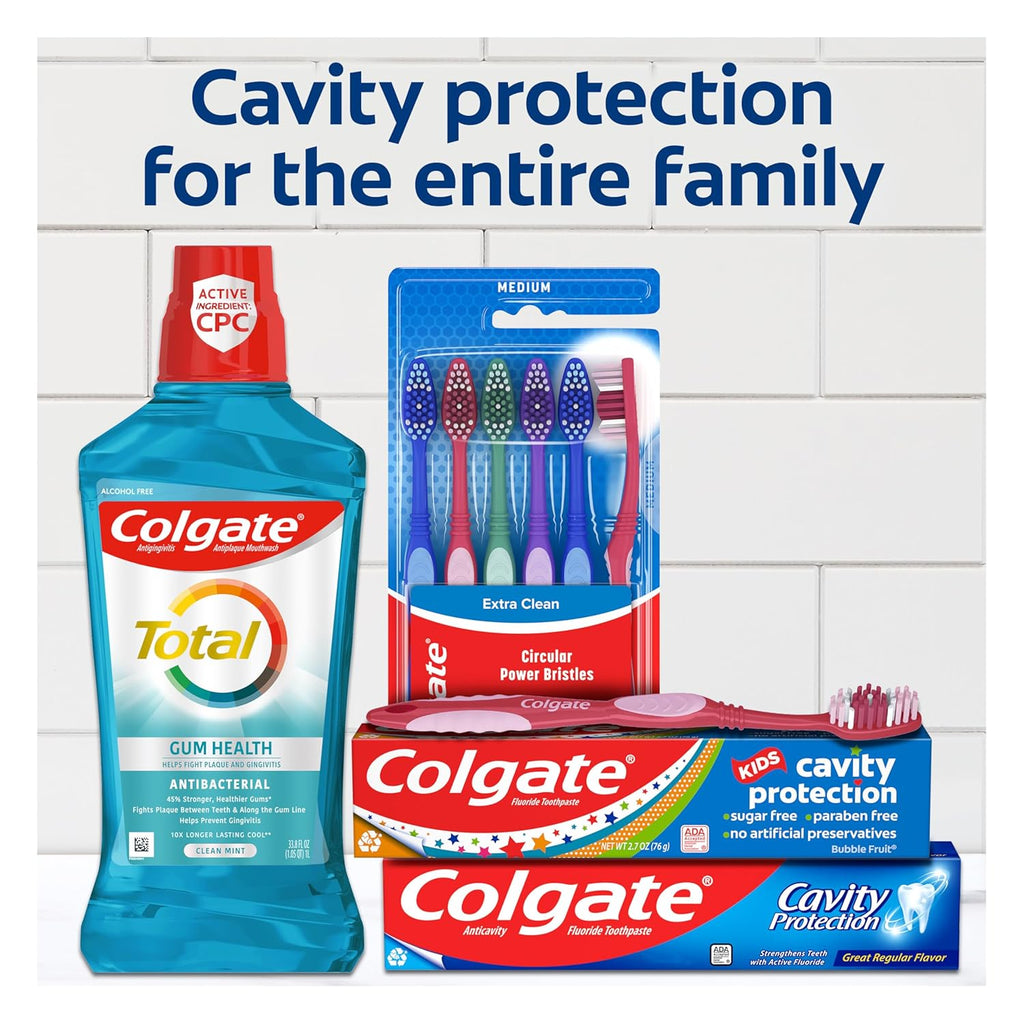 Colgate Cavity Protection Toothpaste with Fluoride, Minty Great Regular Flavor, anti Cavity Toothpaste, 6 Pack, 6 Oz Tubes
