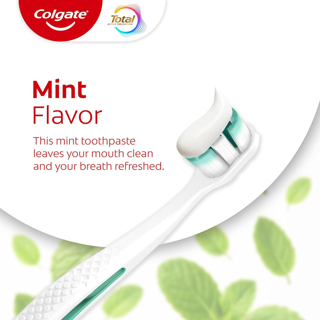 Colgate Total Active Prevention Whitening Gel Toothpaste with Fluoride, Bulk with Clinically Proven Formula That Fights Plaque Bacteria, Mint, 4 Pack, 5.1 Oz