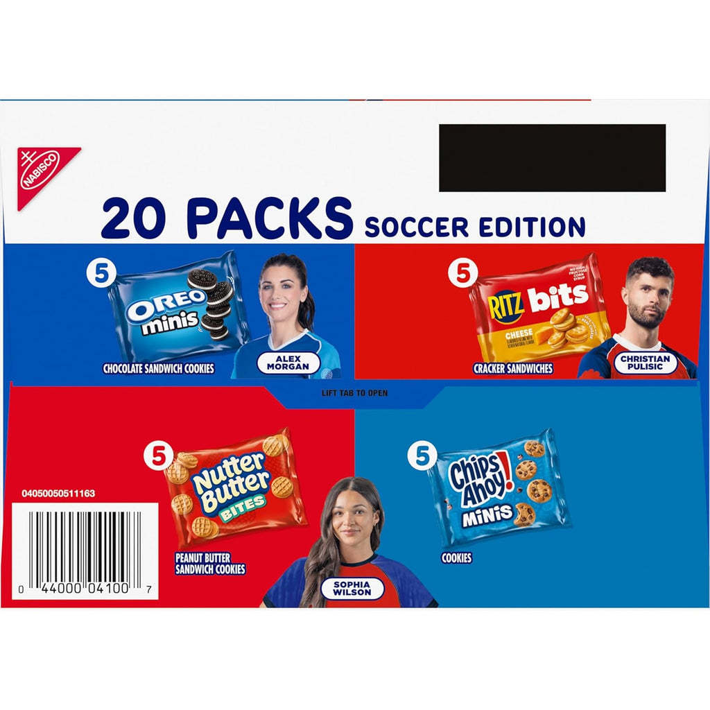 Snacks Variety Pack, OREO Minis, Nutter Butter Bites, CHIPS AHOY! Minis Cookies, and RITZ Bits Cheese Sandwich Crackers, 20 Snack Packs