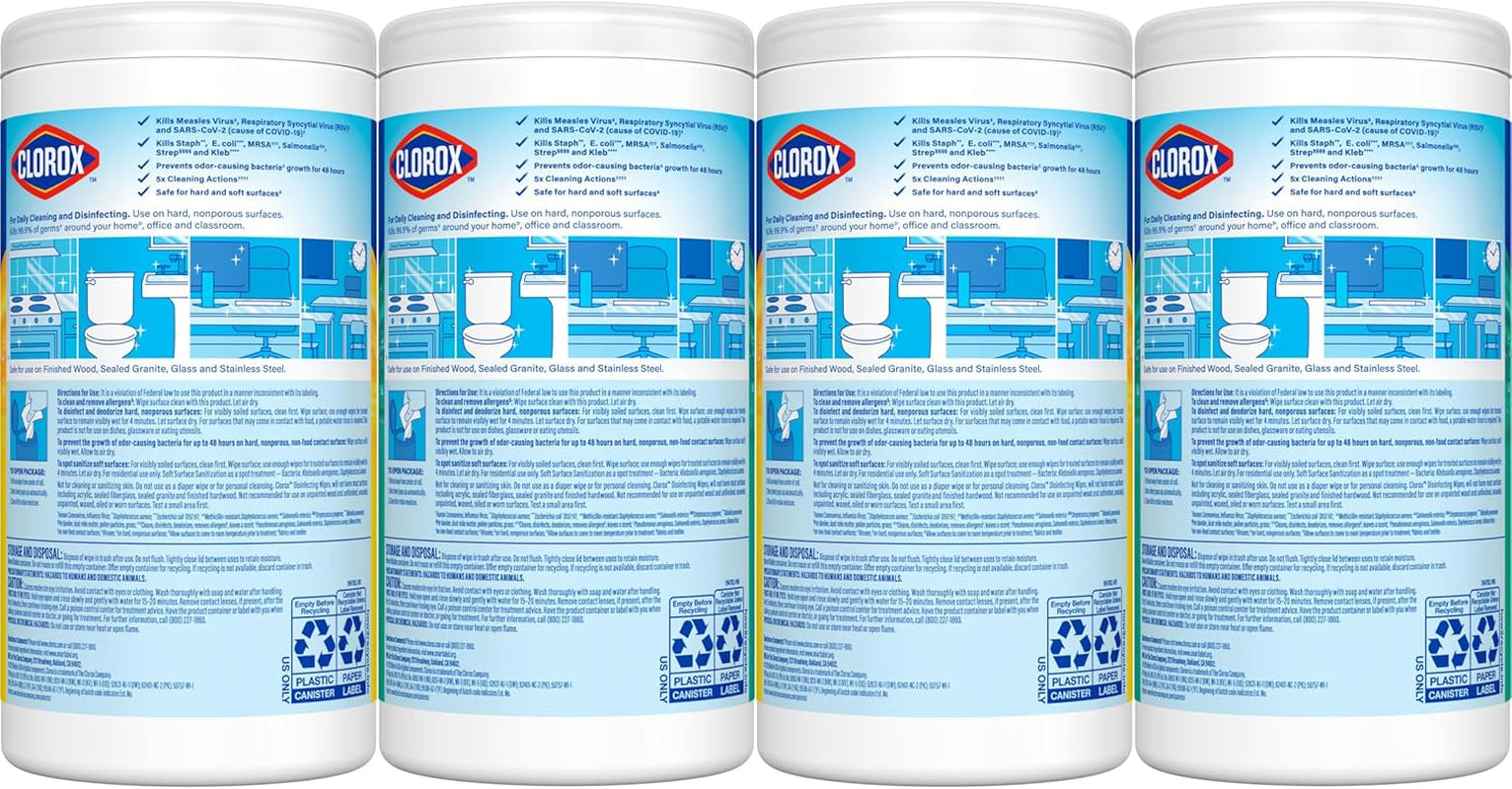 Disinfecting Wipes Variety Pack, Bleach-Free, Kills 99.9% of Germs and Viruses Including COVID-19, 75 Count, Pack of 4