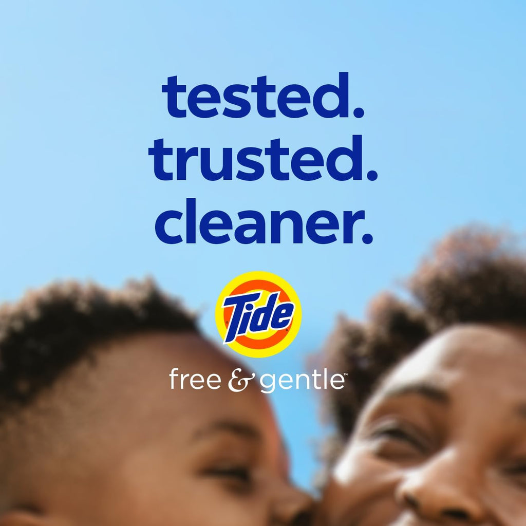 Tide Free & Gentle Liquid Laundry Detergent, 100 Loads, 132 Fl Oz, Tide Laundry Detergent, Clean Laundry Detergent