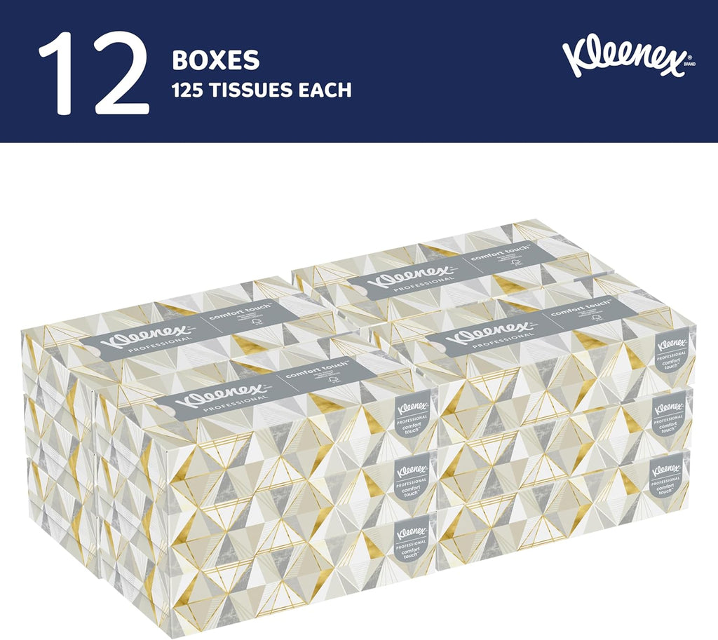 Kleenex® Professional Facial Tissue, Bulk (03076), 2-Ply, White, Flat Facial Tissue Boxes for Business, Convenience Case (125 Tissues/Box, 12 Boxes/Case, 1,500 Tissues/Case)