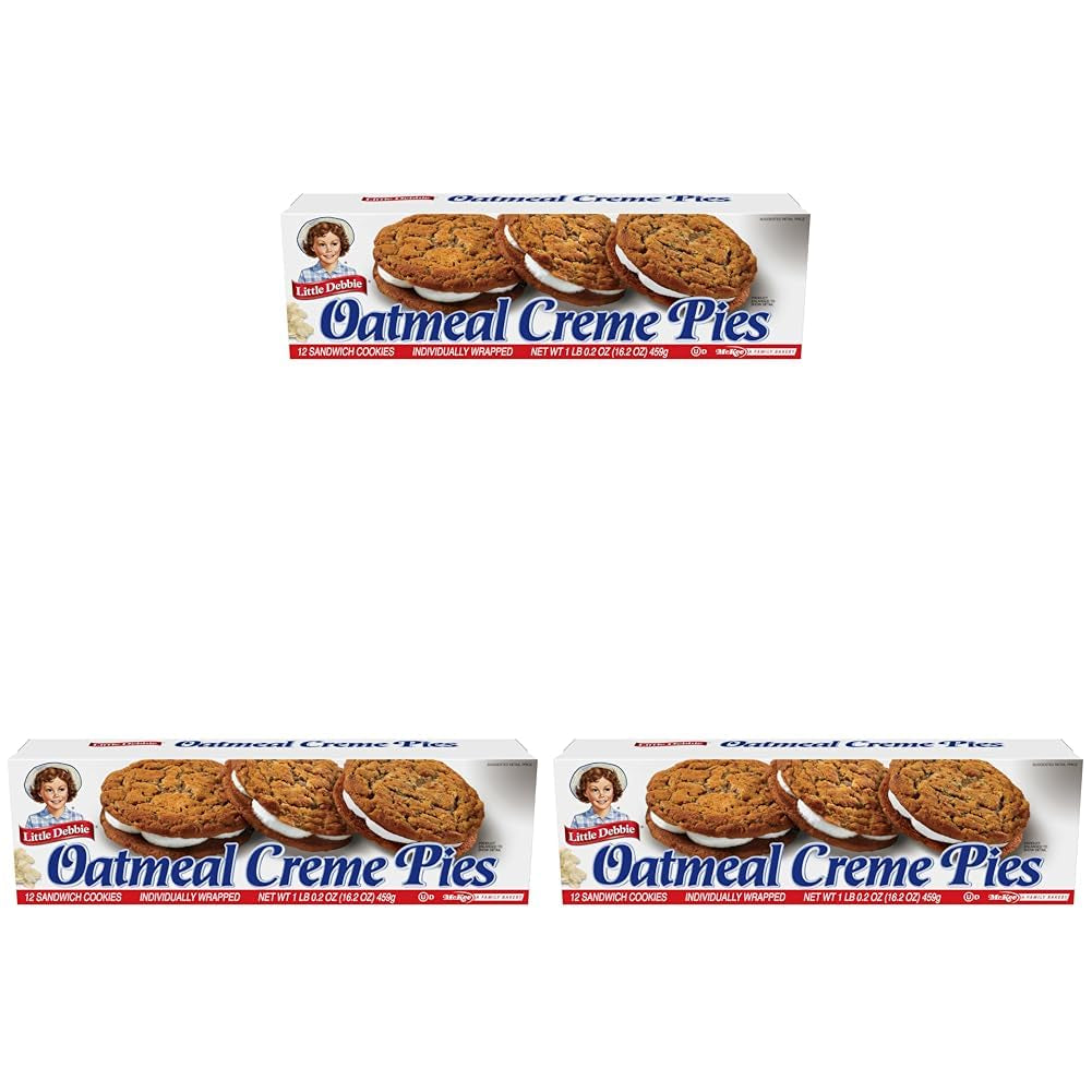 Little Debbie Oatmeal Crème Pies, 12 Individually Wrapped Sandwich Cookies, 16.2 OZ Box