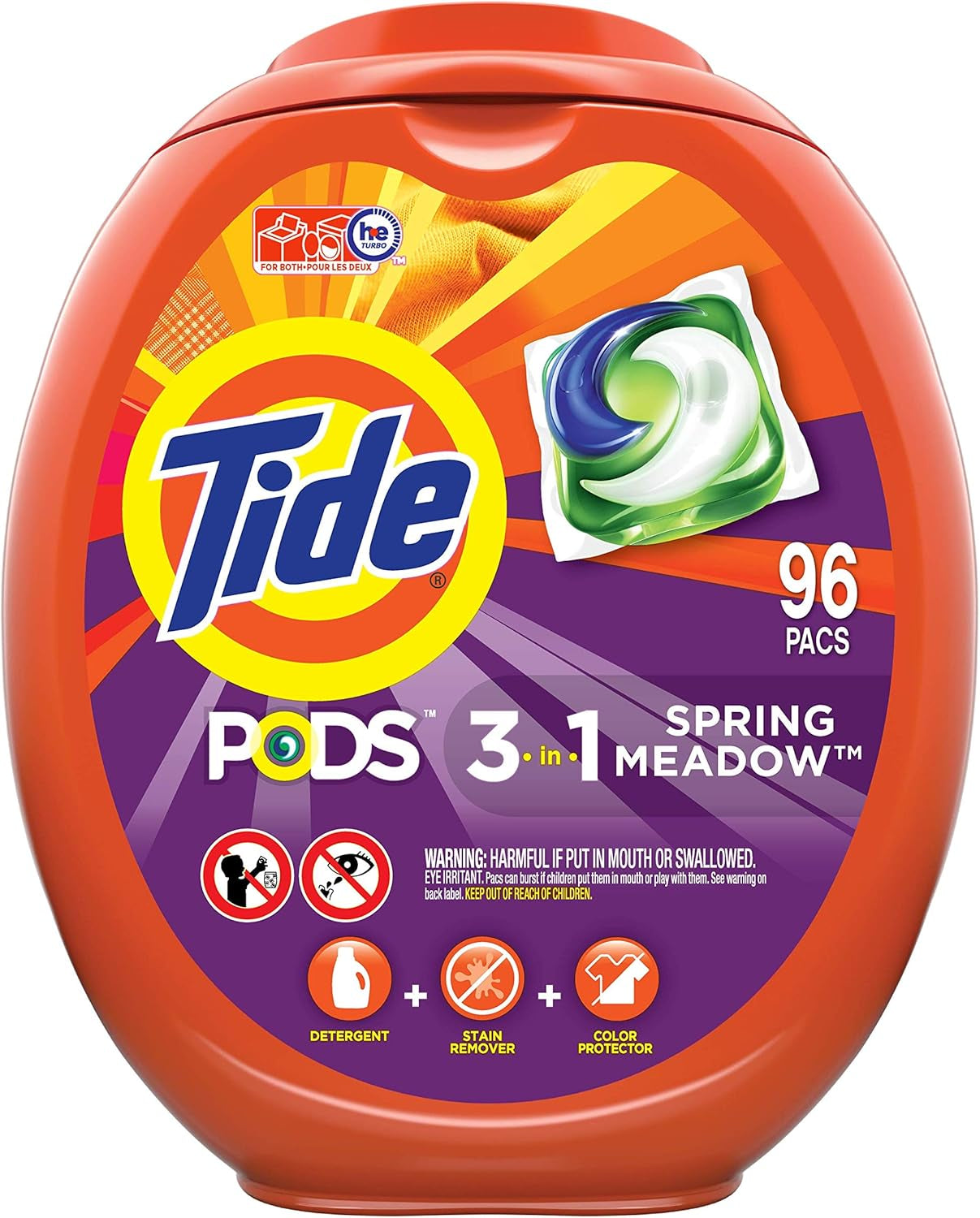 Tide PODS Laundry Detergent Pacs, 3-In-1 Stain Remover, Odor Fighter, Color Protector, 76 Count, HE Compatible, Original Scent