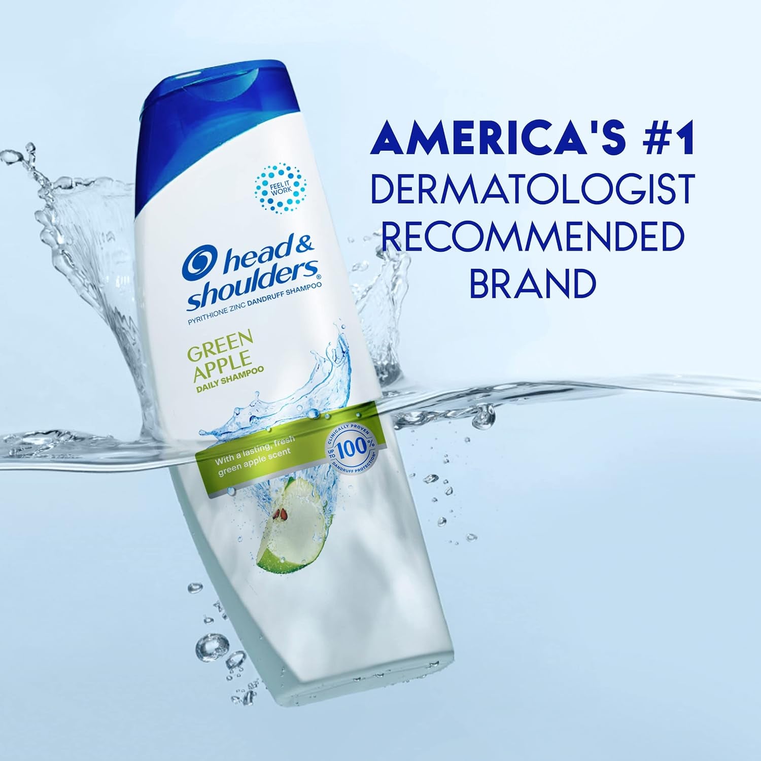 Head & Shoulders Anti-Dandruff Shampoo with 1% Pyrithione Zinc, Clinically Proven & Scalp Care Treatment, Fresh Green Apple Scent, 32.1 Fl Oz Each, 2 Pack