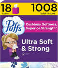 Puffs Facial Tissue Ultra Soft Non-Lotion, 18 Cube Boxes, 56 Facial Tissues per Box, Allergies and Colds (Packaging May Vary)
