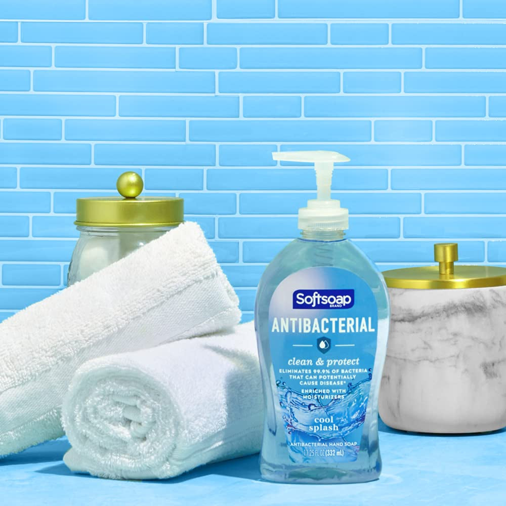 Antibacterial Hand Soap, Eliminates 99% of Bacteria, Bathroom or Kitchen Hand Soap, Cool Splash Scent, 11.25 Fl Oz (6 Pack)