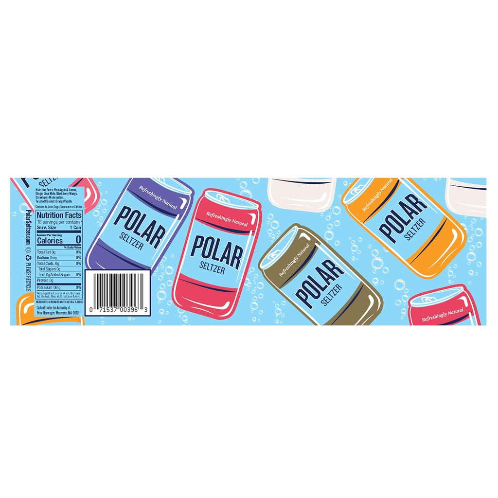 Polar Seltzer Water Sampler Variety Pack, 12 Fl Oz Cans, 18 Pack