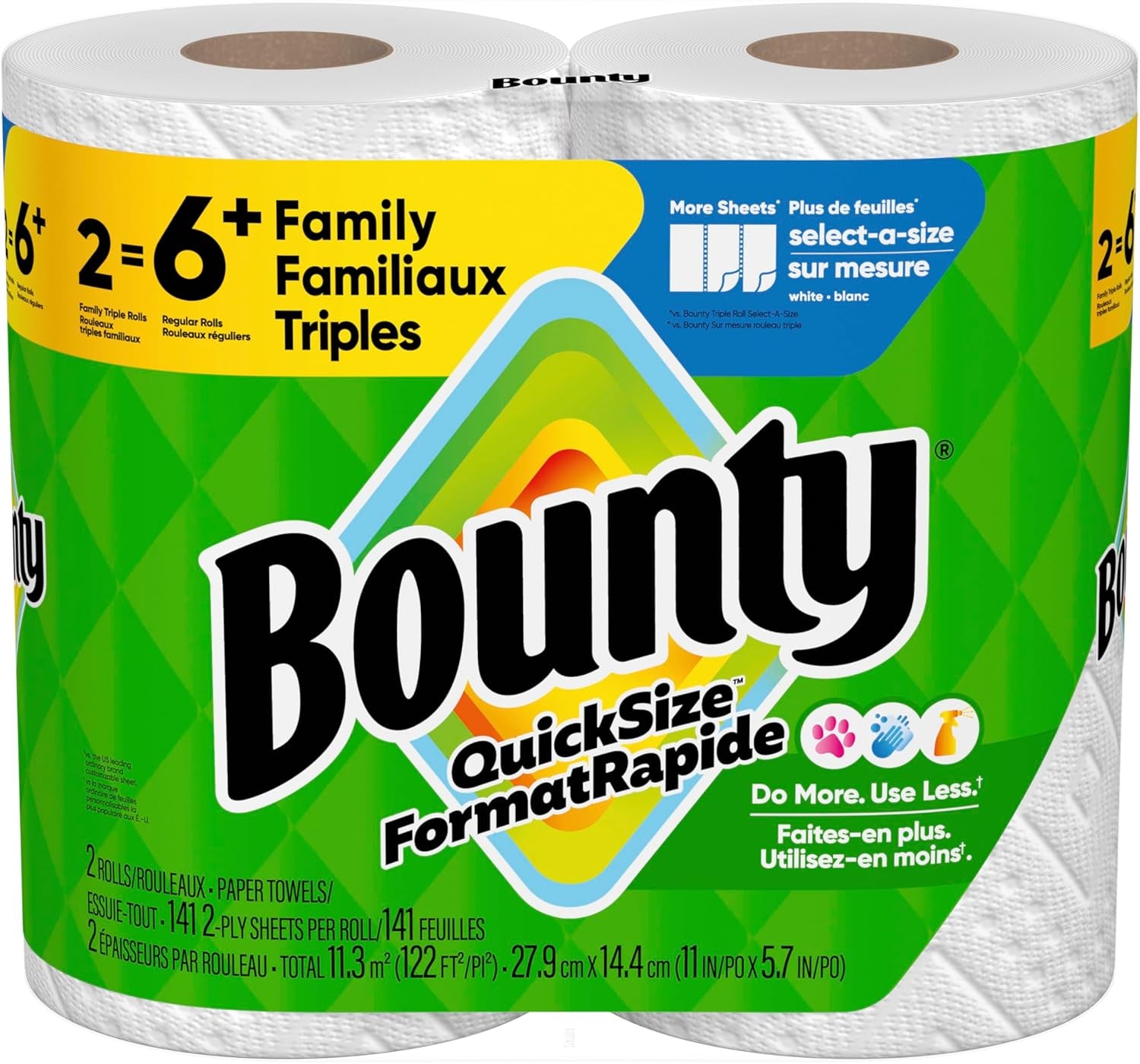 Paper Towels Quick Size, White, 6 Family Triple Rolls = 20+ Regular Rolls