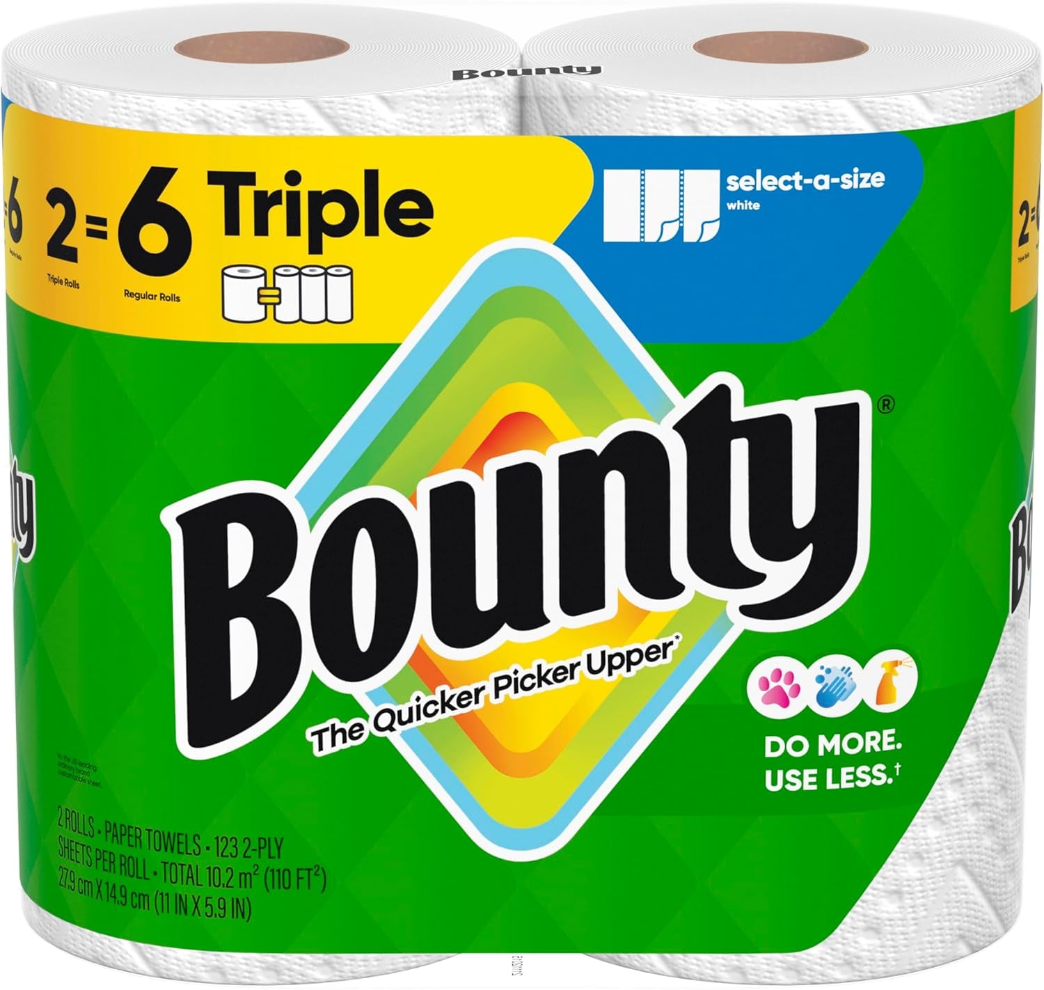 Bounty Select-A-Size Paper Towels, White, 8 Triple Rolls = 24 Regular Roll