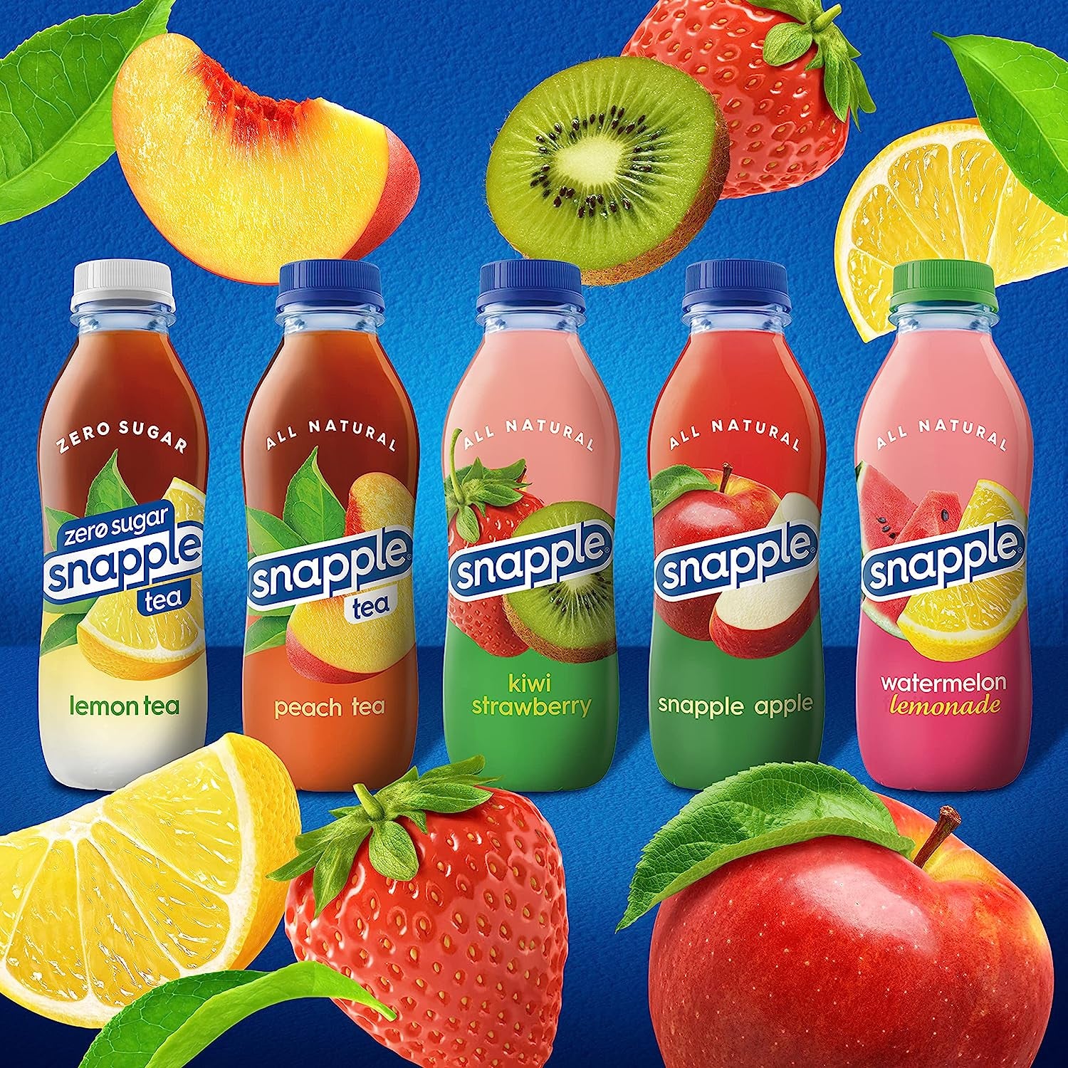 Snapple Zero Sugar Peach Tea, 16 Fl Oz Recycled Plastic Bottle (Pack of 12)