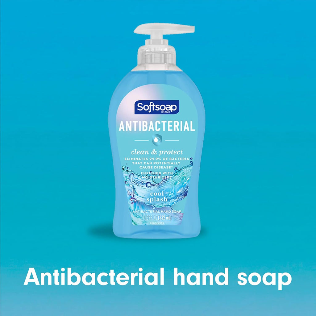 Antibacterial Hand Soap, Eliminates 99% of Bacteria, Bathroom or Kitchen Hand Soap, Cool Splash Scent, 11.25 Fl Oz (6 Pack)