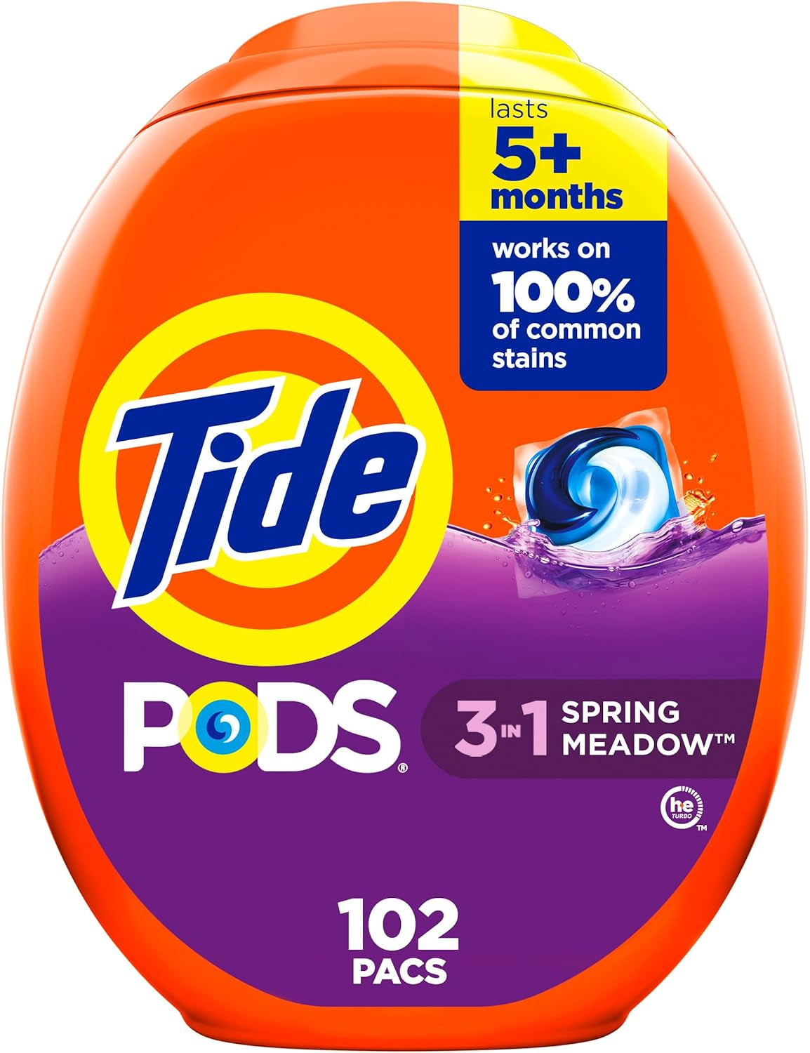 Tide PODS Laundry Detergent Pacs, 3-In-1 Stain Remover, Odor Fighter, Color Protector, 76 Count, HE Compatible, Original Scent