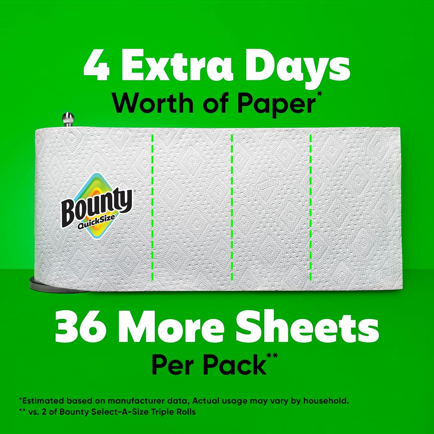 Paper Towels Quick Size, White, 2 Family Triple Rolls = 6+ Regular Rolls