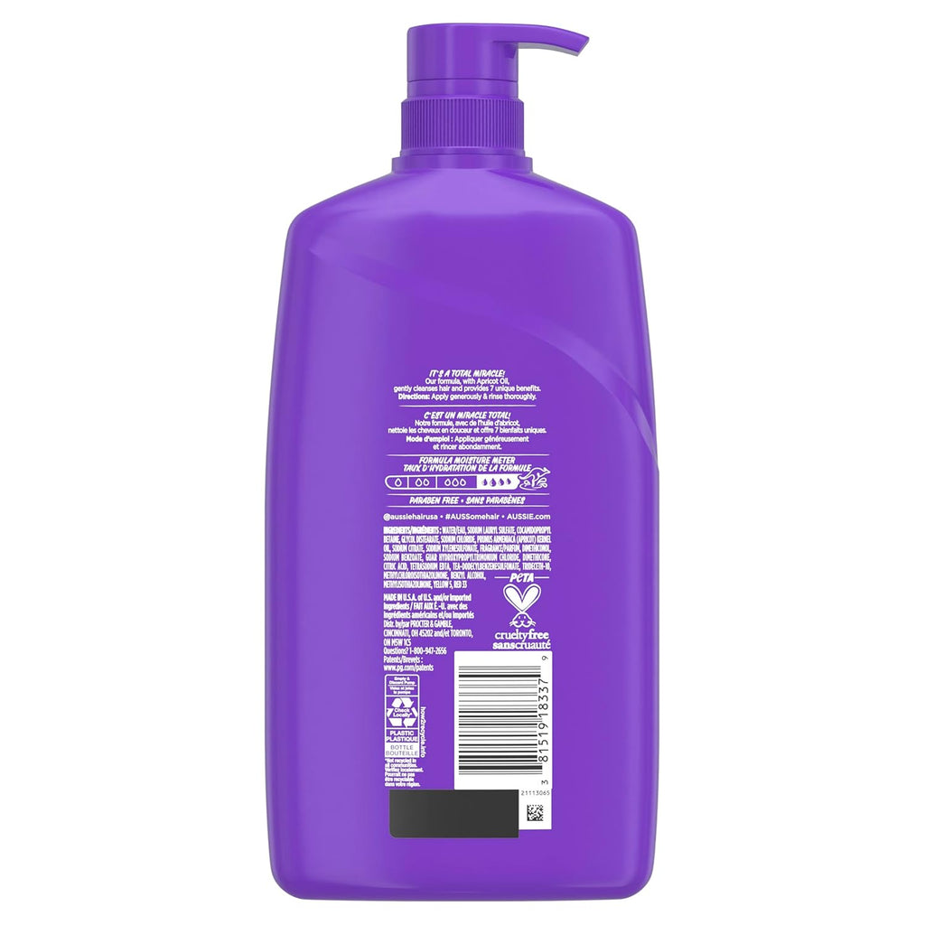 Aussie Total Miracle Hair Care Bundle: Shampoo, Conditioner, and 3 Minute Deep Treatment with Apricot & Macadamia Oil, Paraben-Free for Damaged Hair, 26.2 & 8 Fl Oz