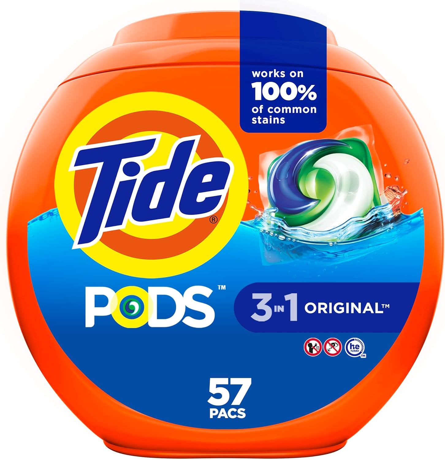 Tide PODS Laundry Detergent Pacs, 3-In-1 Stain Remover, Odor Fighter, Color Protector, 76 Count, HE Compatible, Original Scent