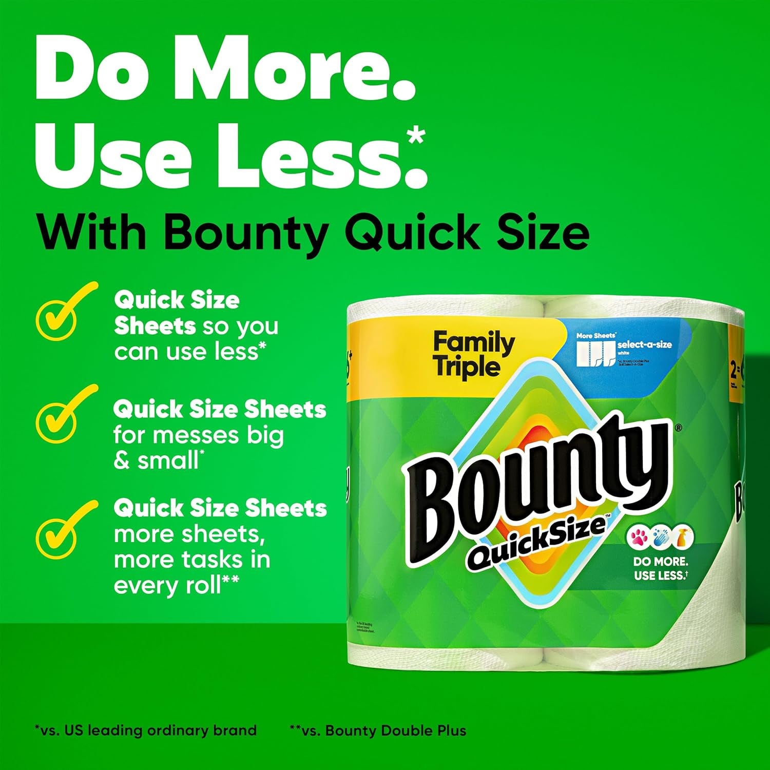 Paper Towels Quick Size, White, 6 Family Triple Rolls = 20+ Regular Rolls