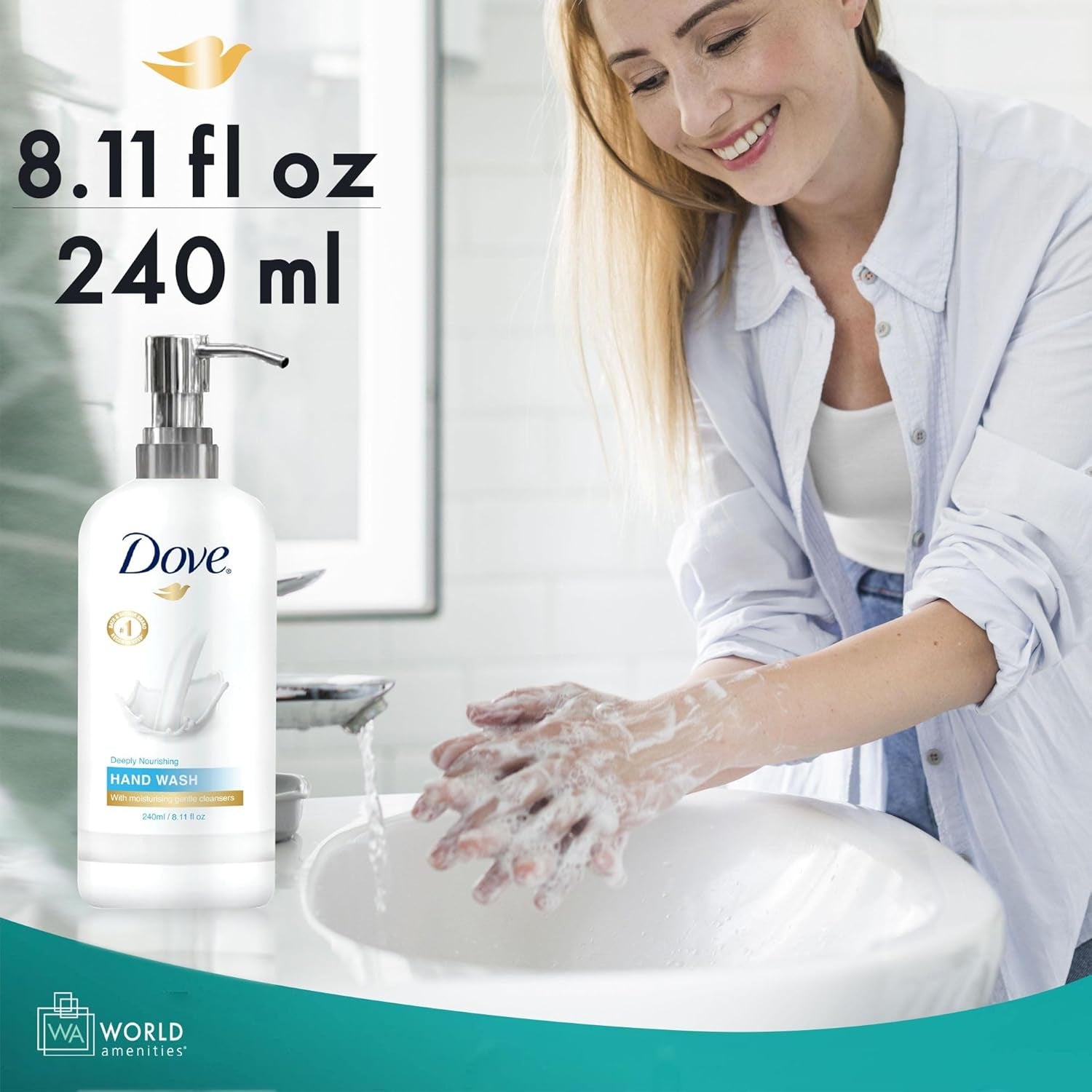 World Amenities Dove Hand Wash - Long Lasting Deep Moisturizer Hand Wash for Sensitive Skin