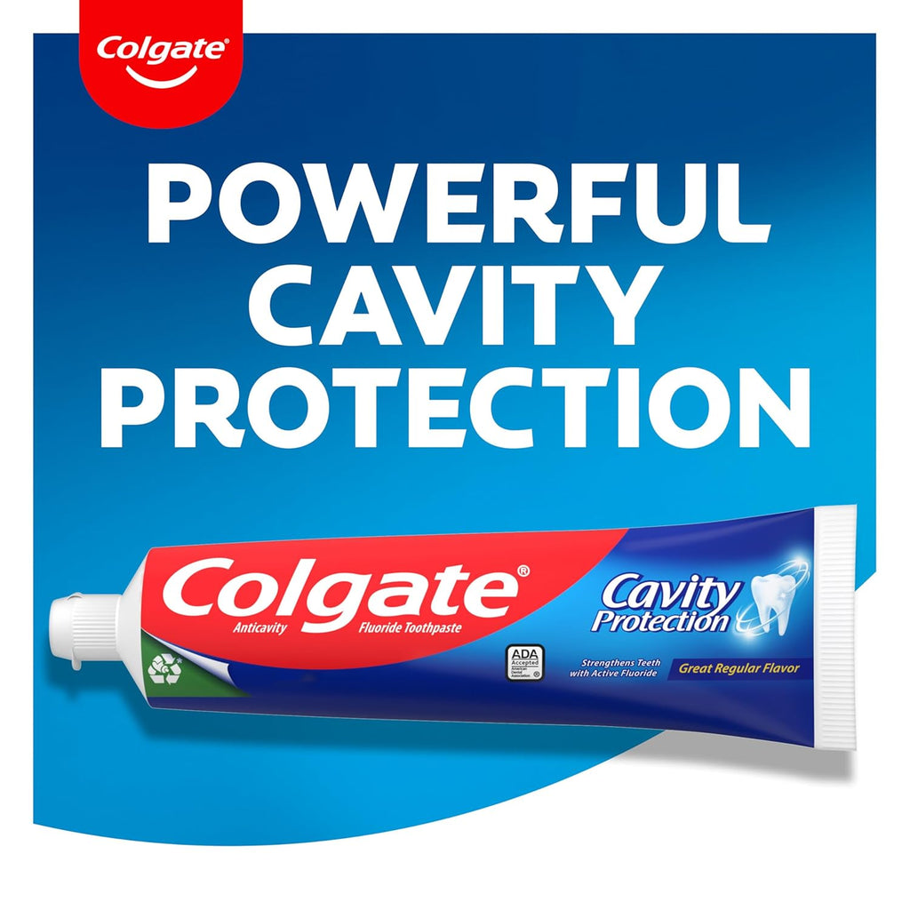 Colgate Cavity Protection Toothpaste with Fluoride, Minty Great Regular Flavor, anti Cavity Toothpaste, 6 Pack, 6 Oz Tubes