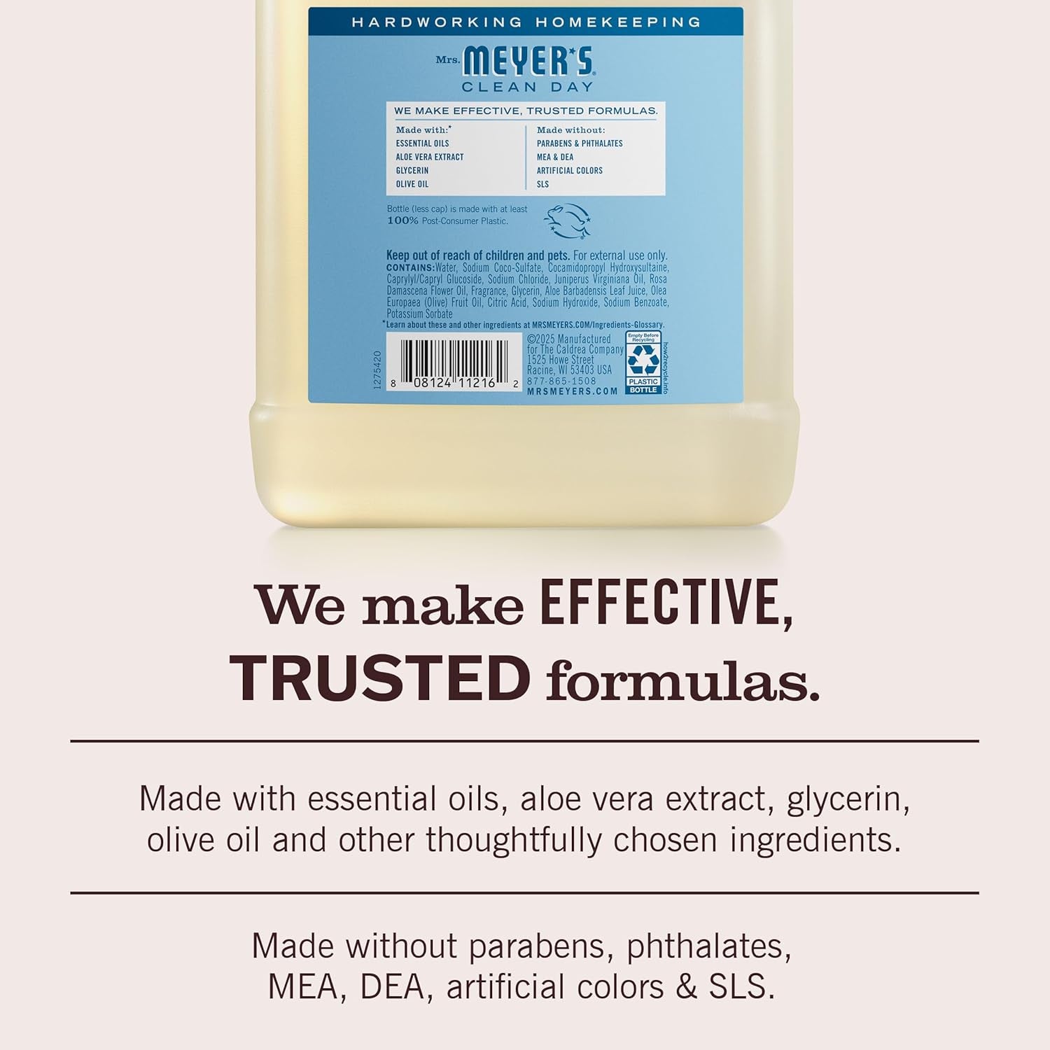 MRS. MEYER'S CLEAN DAY Hand Soap Refill, Rain Water Scent, 33 Fl Oz Bottle