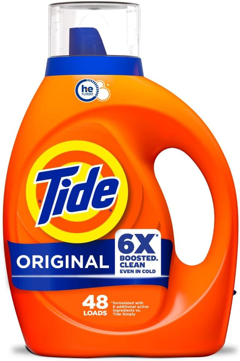 Tide Liquid Laundry Detergent, Original Scent, 125 Fl Oz, 100 Loads, Boosted Clean Even in Cold Water with Concentrated Washing Soap