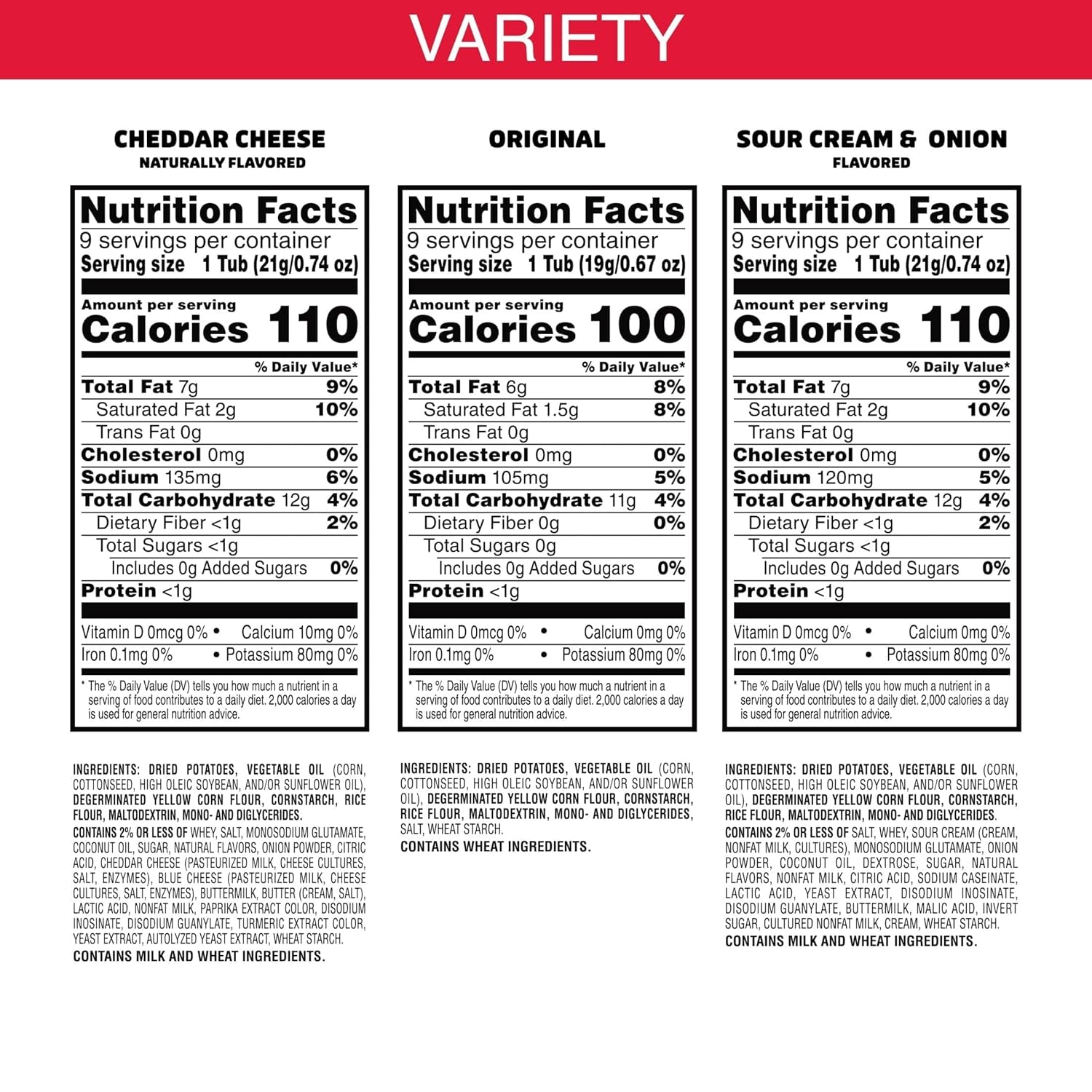 Potato Crisps Chips, Lunch Snacks, Snack Cups, Variety Pack, 19.3Oz Box (27 Cups)