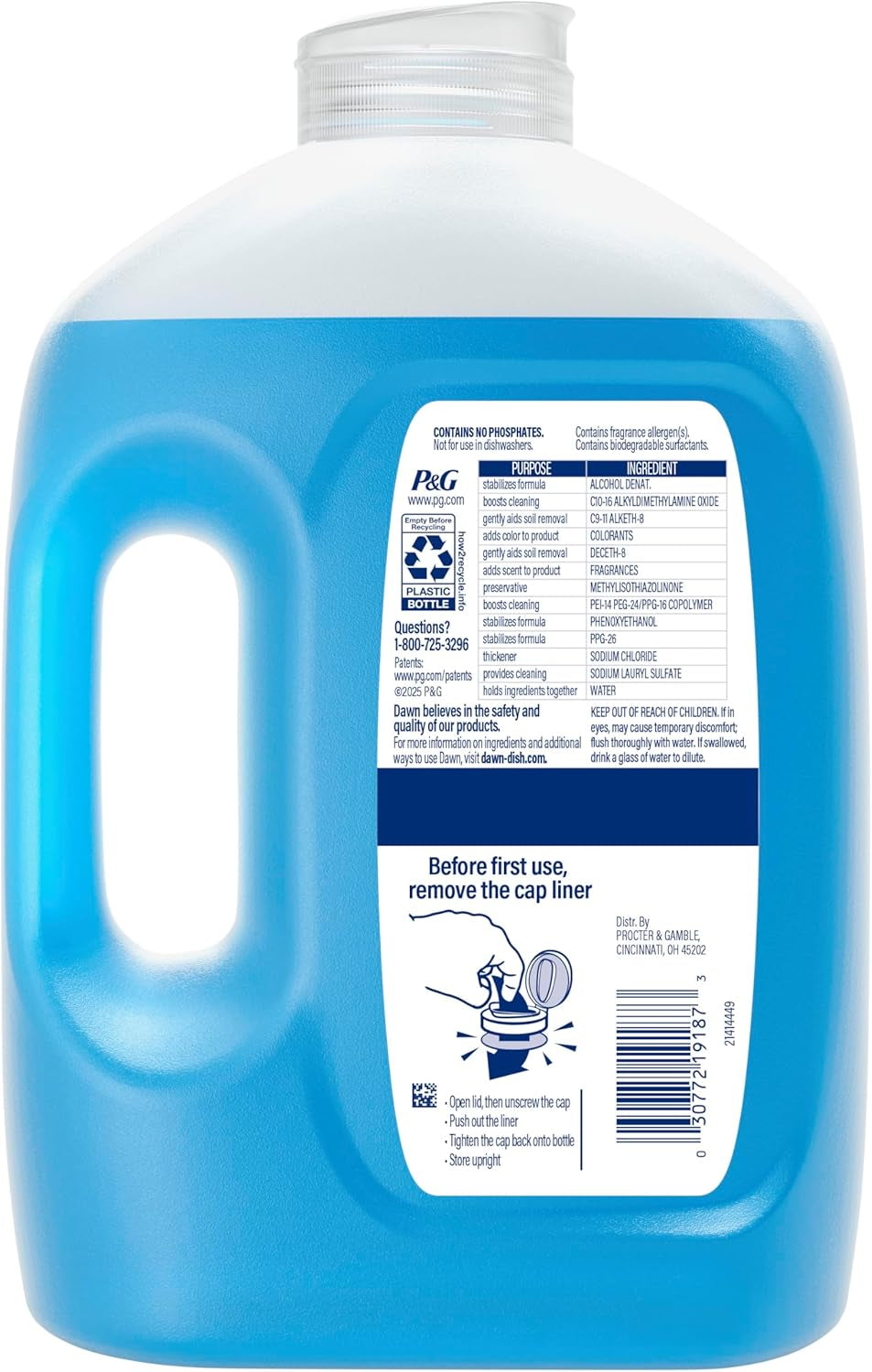 Ultra Original Dish Soap Refill Jug, Large Size Blue Liquid Dishwashing Detergent, Powerful Dish Soap for Grease, 51.5 Oz