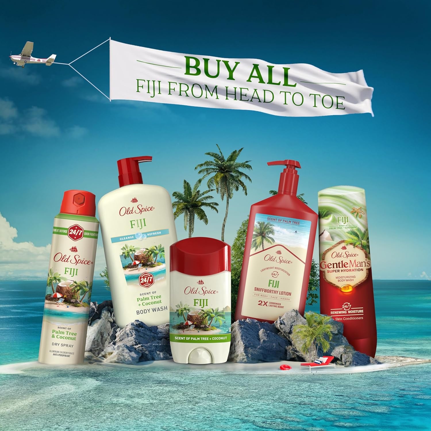 Old Spice Body Wash for Men, 24/7 Shower Fresh with Lasting Scent, Cleanse & Refresh, Gentle on Skin, Vitamin B3, Fiji with Palm Tree + Coconut Scent, 25 Oz (Pack of 4)