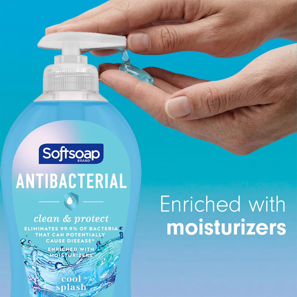 Antibacterial Hand Soap, Eliminates 99% of Bacteria, Bathroom or Kitchen Hand Soap, Cool Splash Scent, 11.25 Fl Oz (6 Pack)