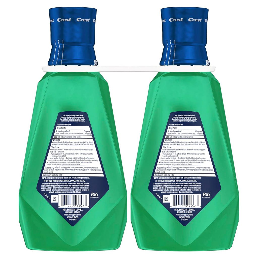 Crest Pro-Health Advanced Maximum Cavity Protection Mouthwash - Mild Mint - 2X1L