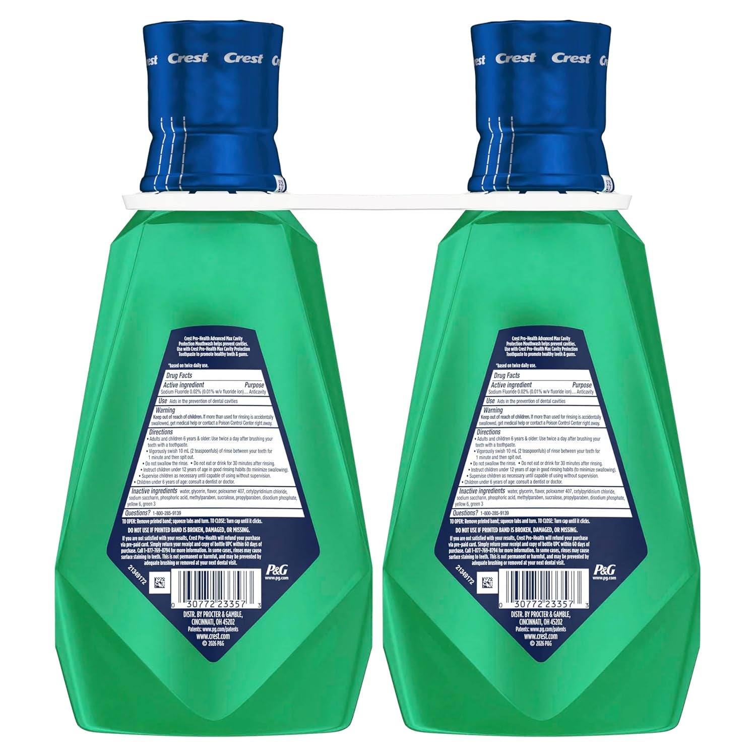 Crest Pro-Health Advanced Maximum Cavity Protection Mouthwash - Mild Mint - 2X1L
