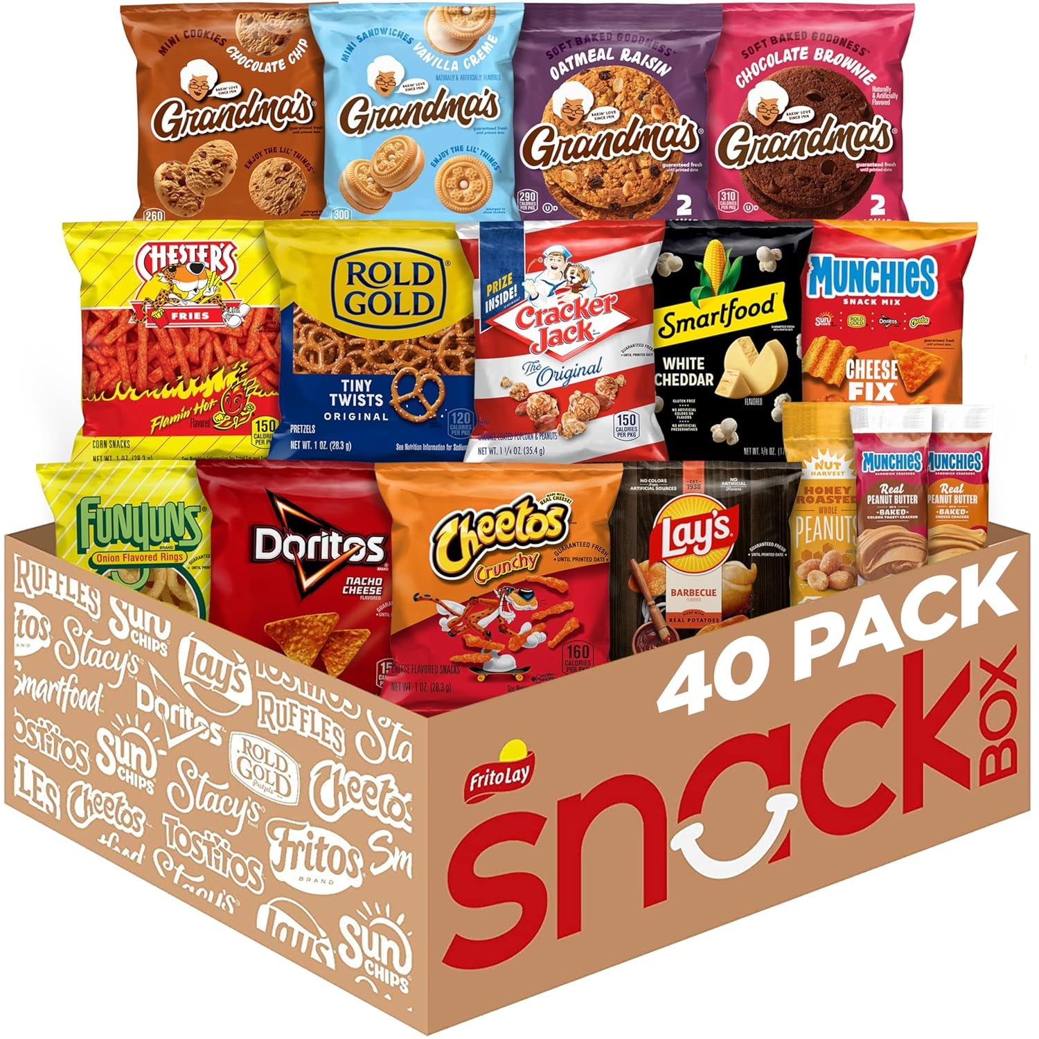 Frito-Lay Ultimate Classic Snacks Package, Variety Assortment of Chips, Cookies, Crackers, & Nuts, 0.56 Ounces, (Pack of 40) (Packaging May Vary)