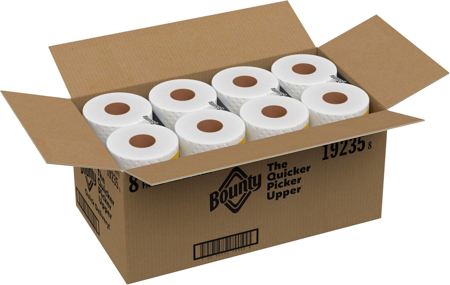 Quick-Size Paper Towels, White, 8 Family Triple Rolls = 27 Regular Rolls