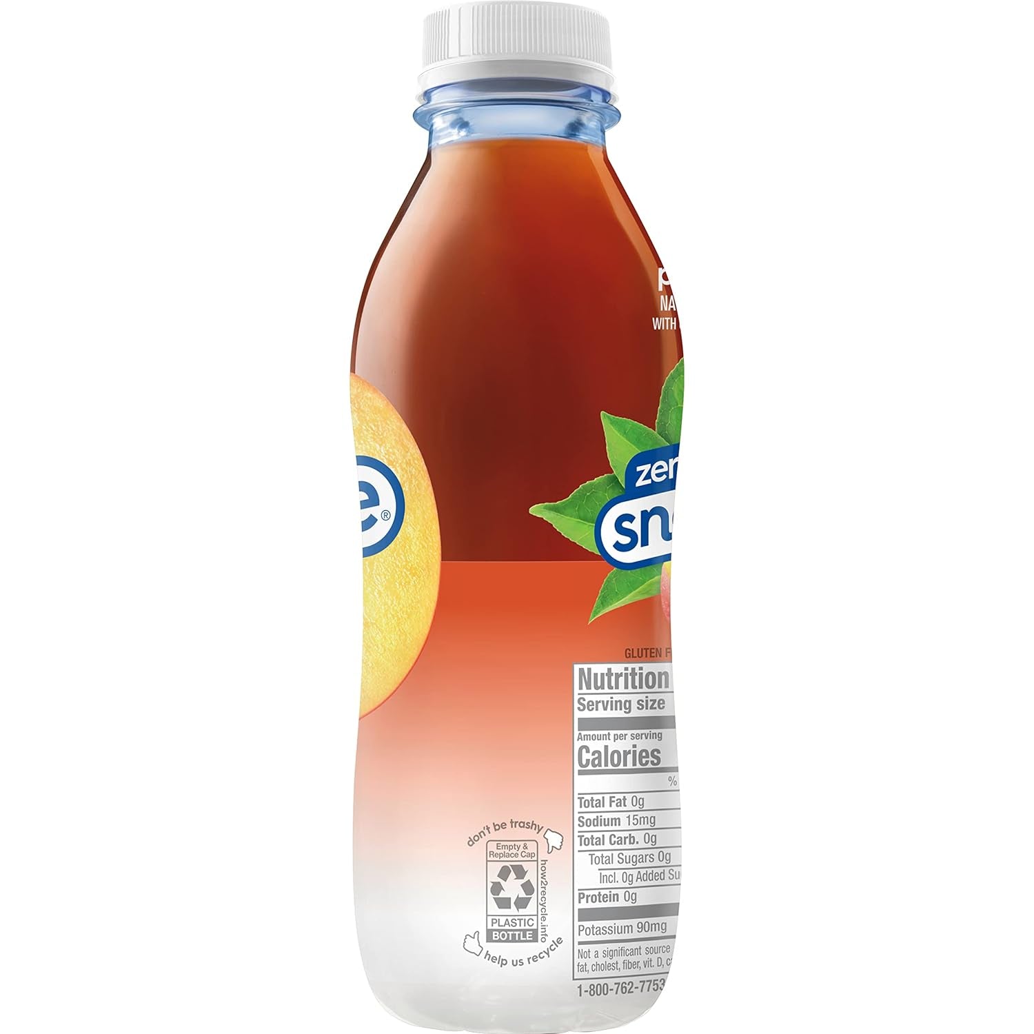 Snapple Zero Sugar Peach Tea, 16 Fl Oz Recycled Plastic Bottle (Pack of 12)