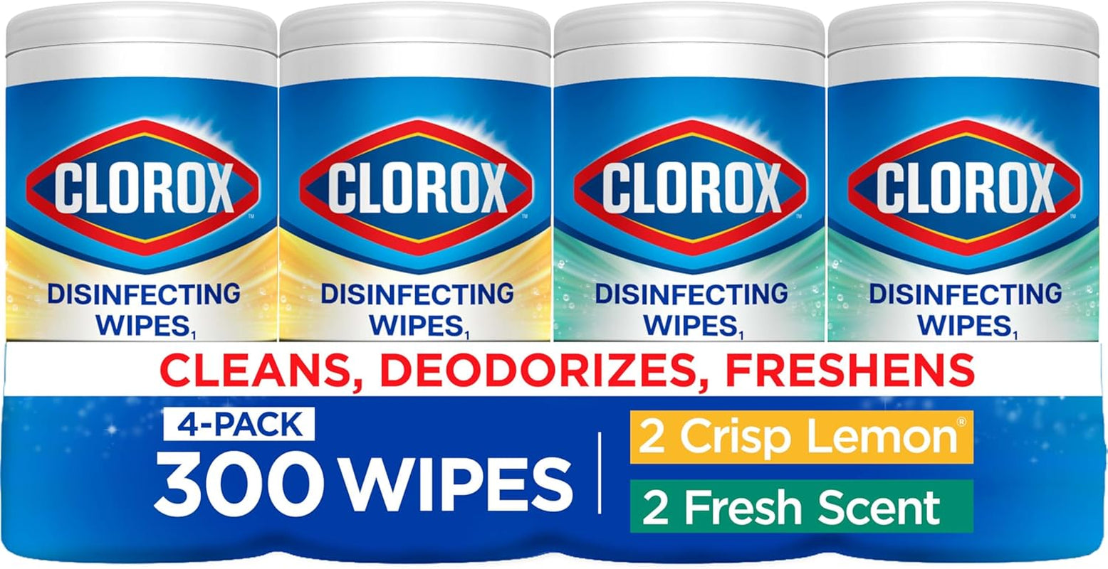 Disinfecting Wipes Variety Pack, Bleach-Free, Kills 99.9% of Germs and Viruses Including COVID-19, 75 Count, Pack of 4