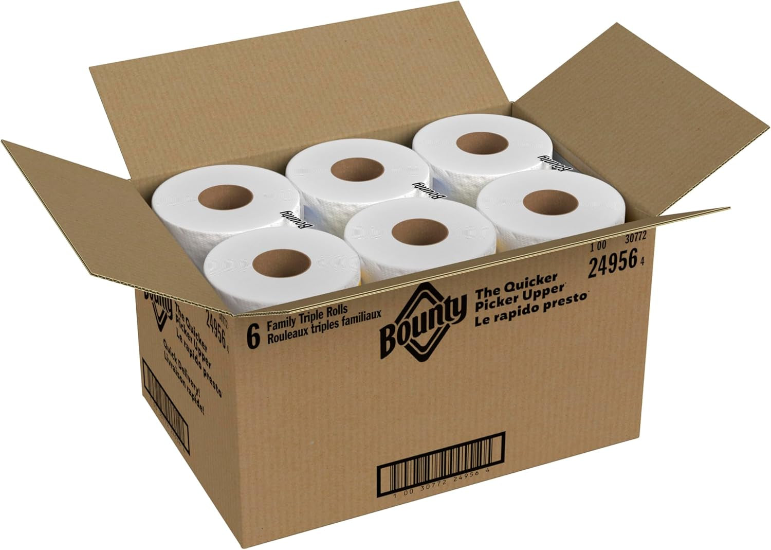 Paper Towels Quick Size, White, 6 Family Triple Rolls = 20+ Regular Rolls