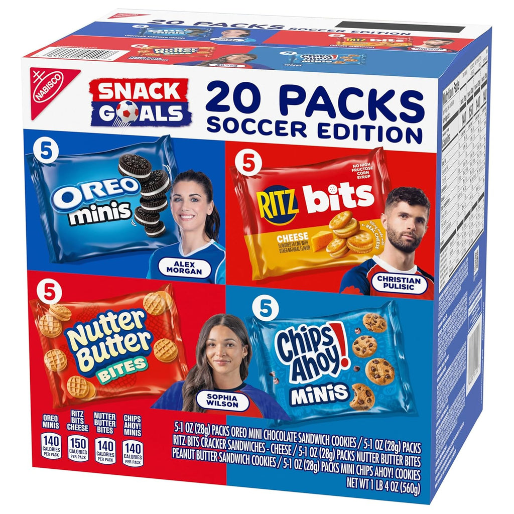 Snacks Variety Pack, OREO Minis, Nutter Butter Bites, CHIPS AHOY! Minis Cookies, and RITZ Bits Cheese Sandwich Crackers, 20 Snack Packs