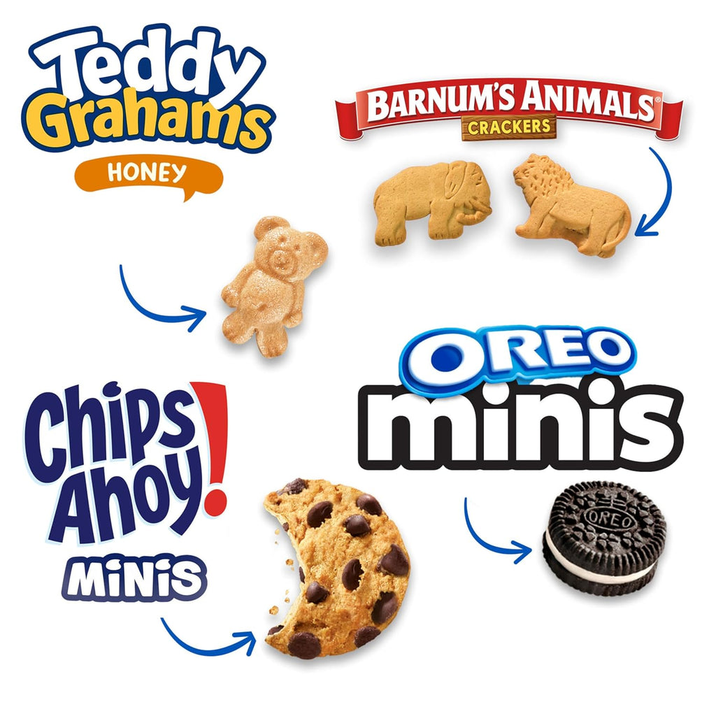 Team Favorites Snacks Variety Pack, BARNUM'S Animal Crackers, TEDDY GRAHAMS, ​CHIPS AHOY! Minis, and OREO Minis Cookies, 30 Snack Packs