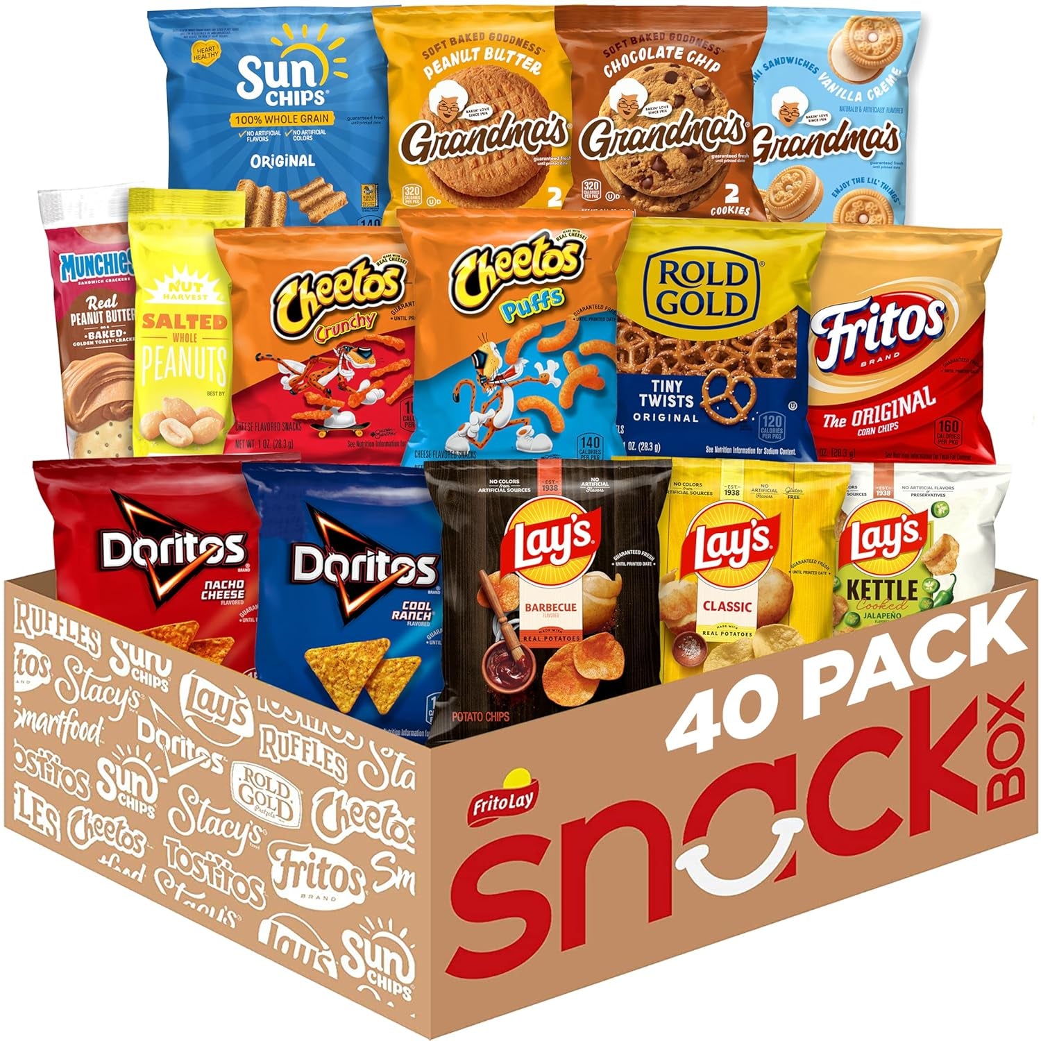 Frito-Lay Ultimate Classic Snacks Package, Variety Assortment of Chips, Cookies, Crackers, & Nuts, 0.56 Ounces, (Pack of 40) (Packaging May Vary)