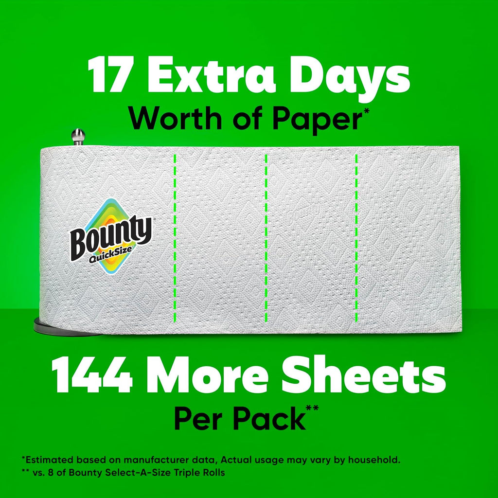 Quick-Size Paper Towels, White, 8 Family Triple Rolls = 27 Regular Rolls