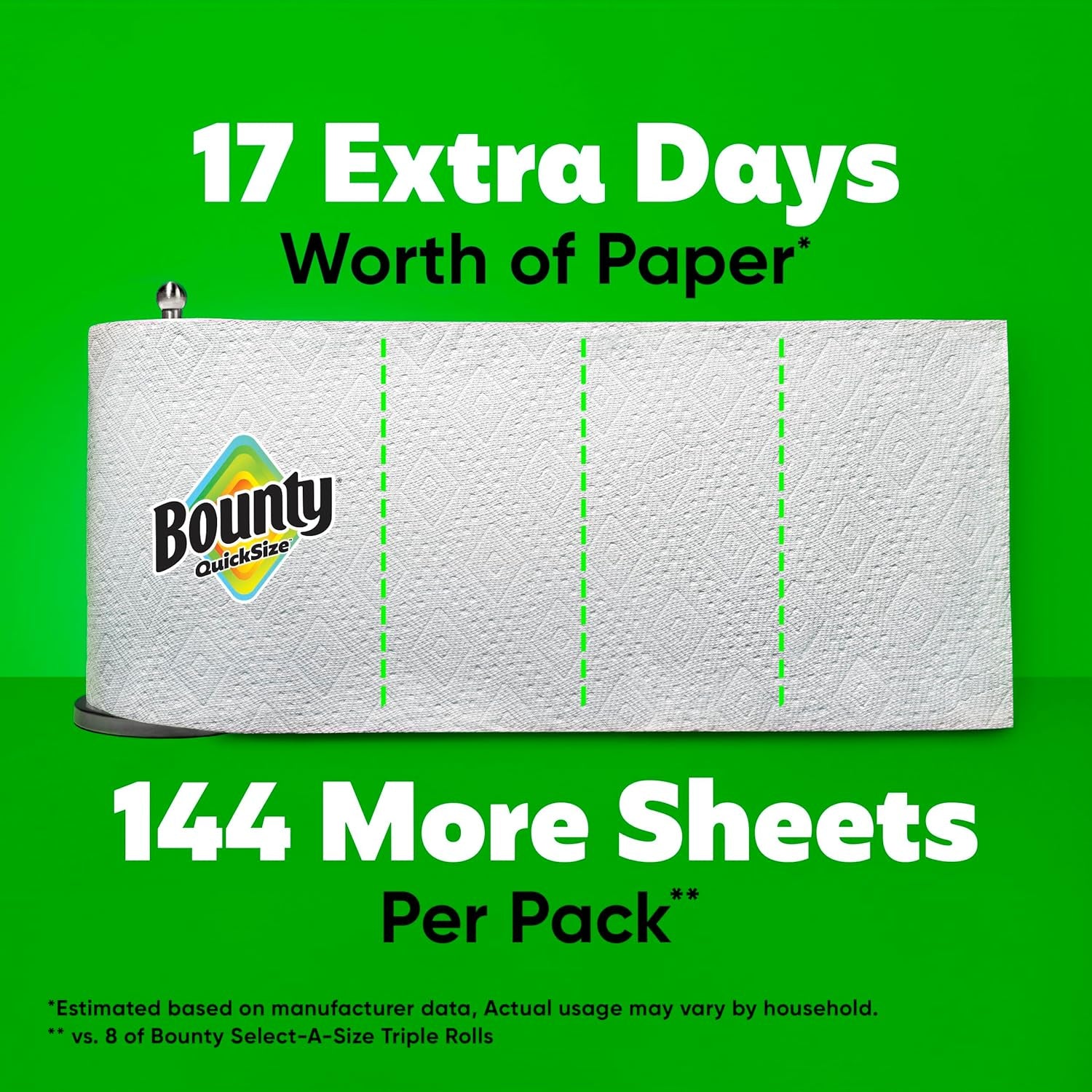 Quick-Size Paper Towels, White, 8 Family Triple Rolls = 27 Regular Rolls