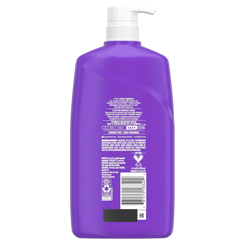 Aussie Total Miracle Hair Care Bundle: Shampoo, Conditioner, and 3 Minute Deep Treatment with Apricot & Macadamia Oil, Paraben-Free for Damaged Hair, 26.2 & 8 Fl Oz