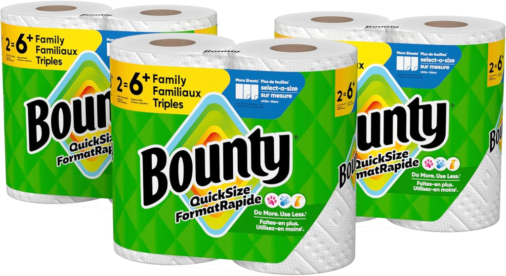 Paper Towels Quick Size, White, 6 Family Triple Rolls = 20+ Regular Rolls